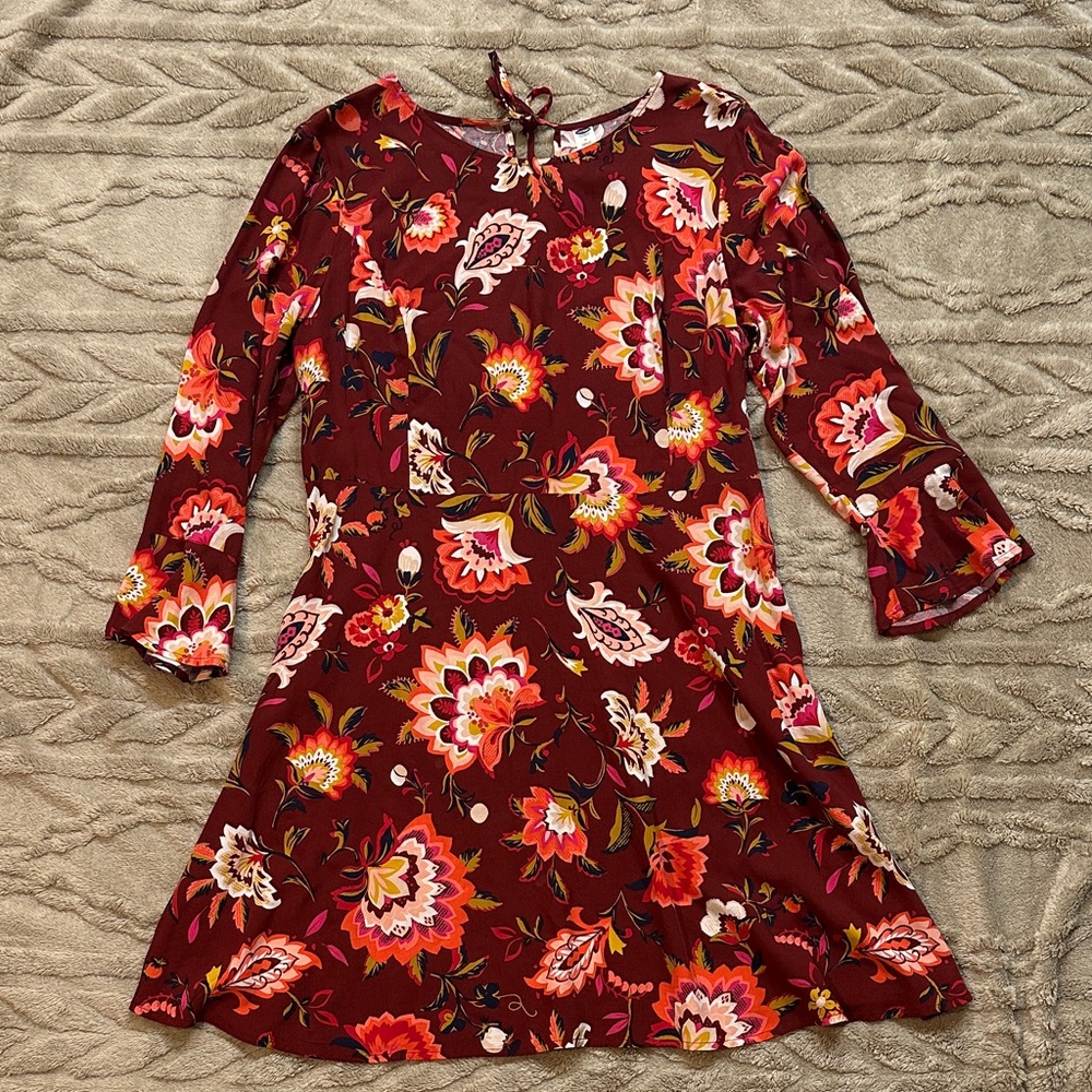 Old Navy Floral Women’s Dress - Red and Orange